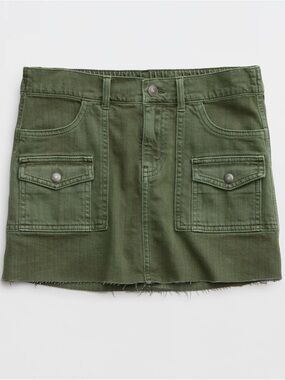 aerie Olive Utility Mini Skirt with Front Flap Pockets